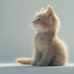 Fluffy Ginger Kitten in Profile View with Soft Lighting