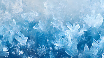 Frosty natural pattern on window glass. Abstract winter background.