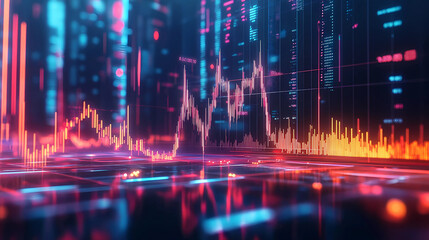 financial chart on technology abstract background. 3d rendering toned image