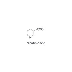 Nicotinic acid skeletal structure diagram.Vitamin B3 compound molecule scientific illustration.