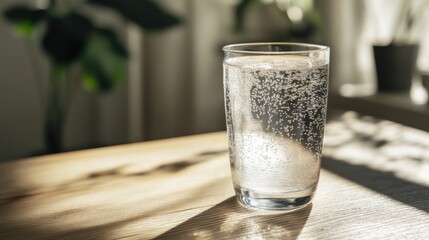 A refreshing glass of clean water with condensation