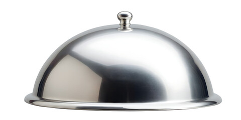 Stainless steel dome plate cover PNG, perfect for keeping food warm,  presenting dishes with a flourish, or adding a touch of elegance to dining. Ideal for restaurants, catering, or formal events.