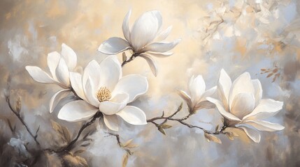 Elegant White Magnolia Blossoms on a Soft Background