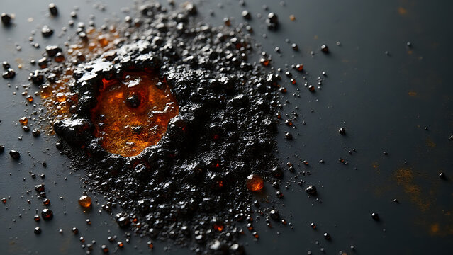 Dark liquid with a high pH level can corrode metal surfaces over time due to its chemical properties.