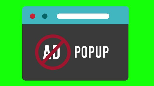 Ad Block Animation, A High-Quality Visual Solution for Online Advertising, Digital Safety, and User Experience Enhancement, Perfect for Web Designers, Digital Marketers, and Content Creators on green.