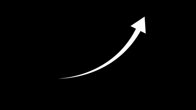 Business growth arrow and graph chart animation. Up arrow animation on black background.