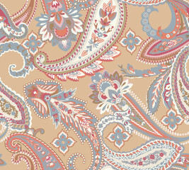 seamless paisley pattern with trend colors for bed linen .textiles, fabrics, souvenirs, packaging, greeting cards and scrapbooking,shawl