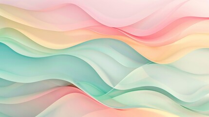 Fototapeta premium An abstract pastel background with layered shapes in lavender, mint, and peach