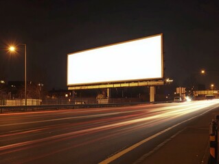 blank landscape billboard ad at night 