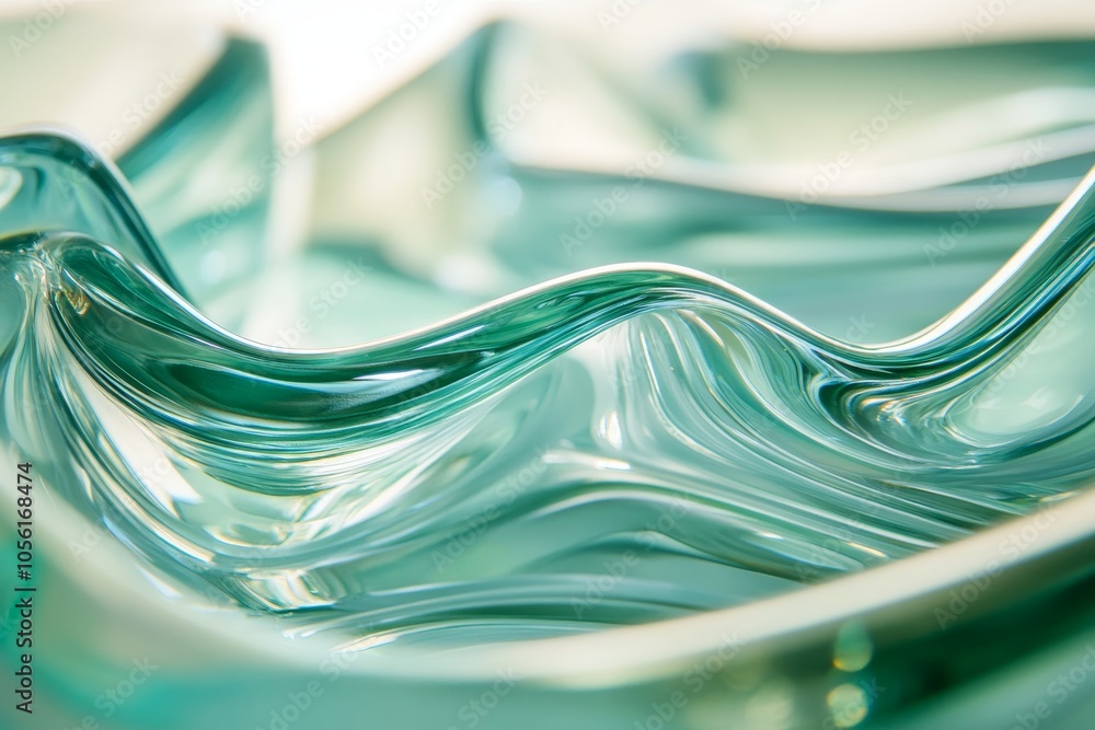 Poster abstract photography of fluid glass forms creating a dynamic wavy background design