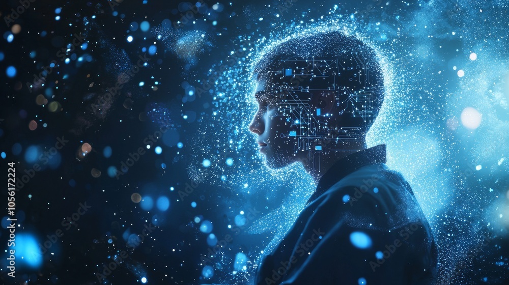 Poster abstract digital mind with neural connections in a futuristic design