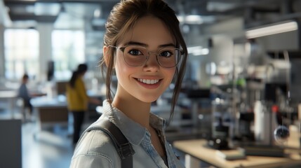 Fototapeta premium Attractive young woman with a bright smile in a university lab