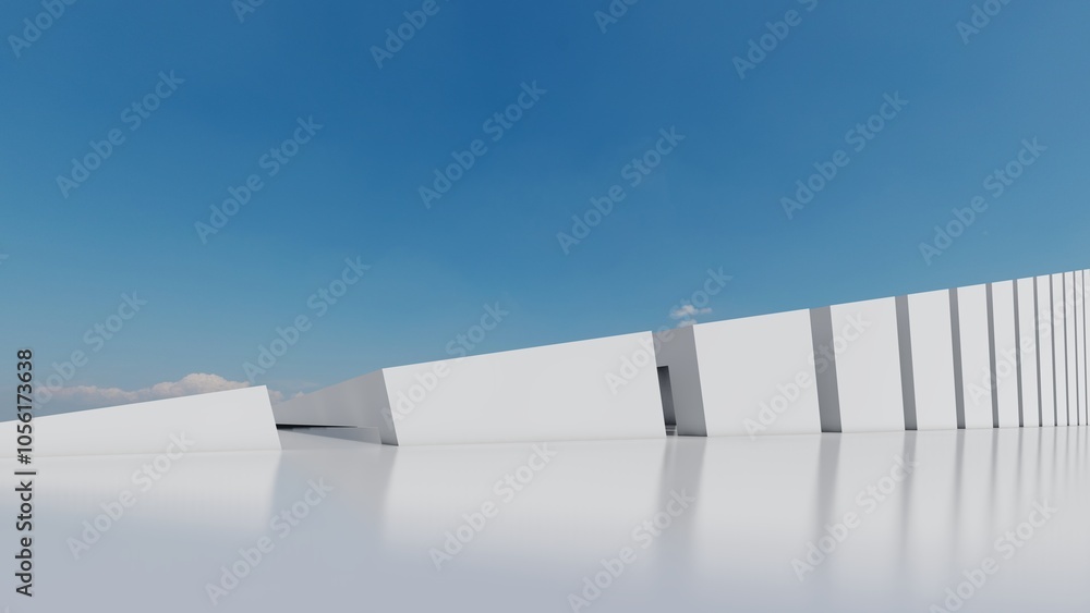 Poster abstact architecture background building geometric shape 3d render
