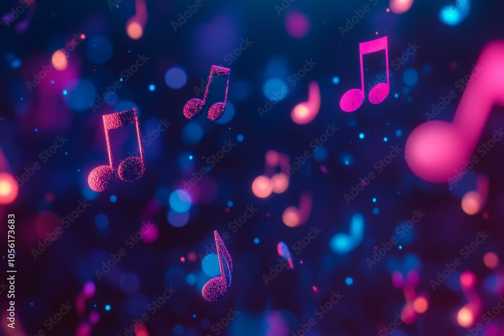 Aufkleber abstract background of floating musical notes creating a dreamy and artistic atmosphere