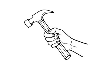 Hand Holding Hammer Line Drawing A Unique Minimalist Artwork