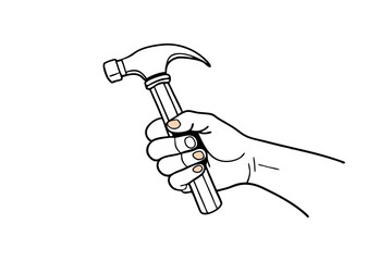 Hand Holding Hammer Line Drawing A Unique Minimalist Artwork