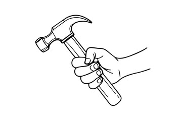Hand Holding Hammer Line Drawing A Unique Minimalist Artwork
