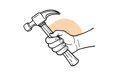 Hand Holding Hammer Line Drawing A Unique Minimalist Artwork