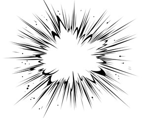Obraz premium Dynamic monochrome explosion graphic with bold lines radiating outward.