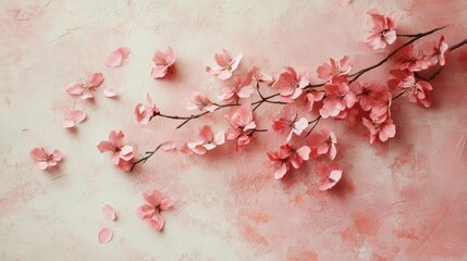 Pink Cherry Blossoms on a Pink Background