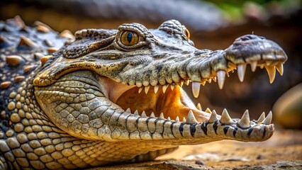 Obraz premium A crocodile head close up view. Generative AI.