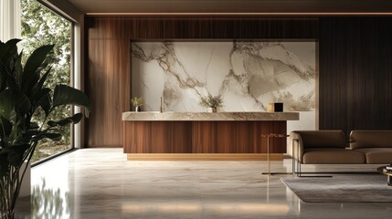 Modern Interior Design with Marble and Wood