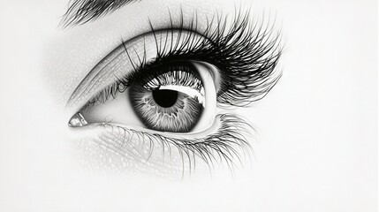 Obraz premium A skilled artist has meticulously crafted an eye-catching pencil portrait of a woman with expressive eyes featuring long lashes and a tender tear gracefully cascading from the