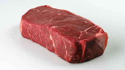 Fototapeta premium A close-up of a fresh, raw beef steak with rich marbling, perfect for gourmet cooking and culinary preparation.