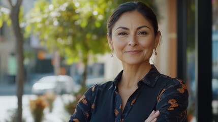 Businesswoman in a Flowered Blouse