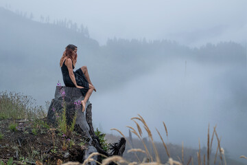 woman in the fog