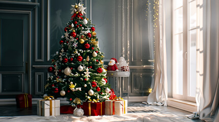 Christmas tree with decorations.