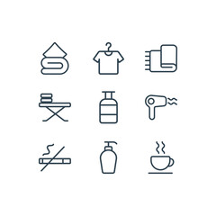 vector icons, hotel, vacation, tourism