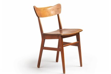 Fototapeta premium Isolated wooden chair on white background side view from back