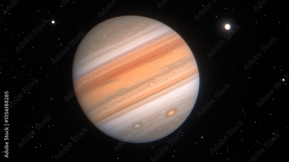 Poster a close-up view of jupiter, the largest planet in our solar system, showing its swirling clouds and 