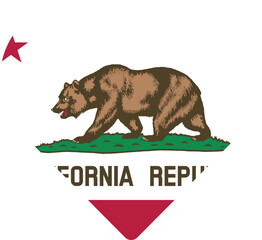 Square flag of the United States of America federal state of CALIFORNIA