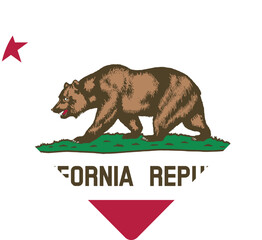 Heart flag of the United States of America federal state of CALIFORNIA