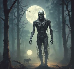 Illustration of spooky mummy ghost.