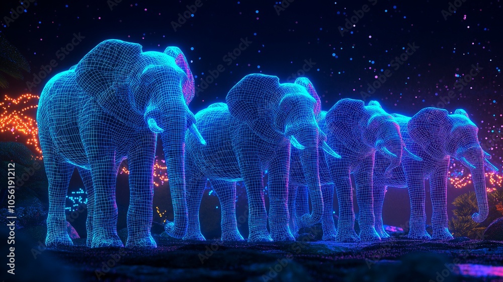 Canvas Prints digital elephants in the virtual world