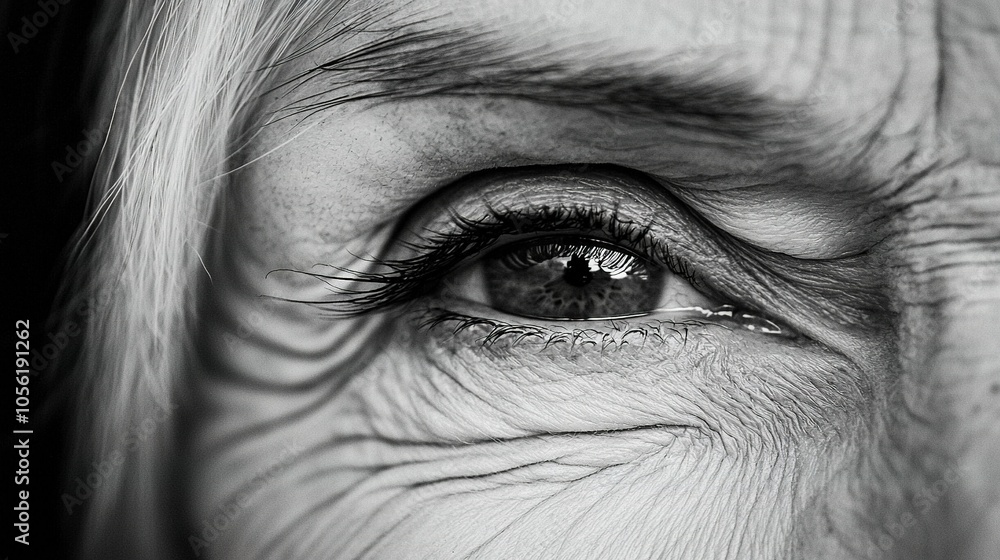 Poster a clear depiction of an eye, magnified for closer examination the monochromatic image captures the t