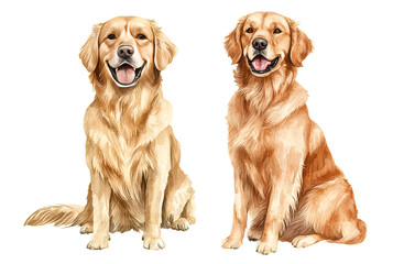 Obraz premium GOLDEN RETRIEVER dog, watercolor clipart illustration with isolated background.