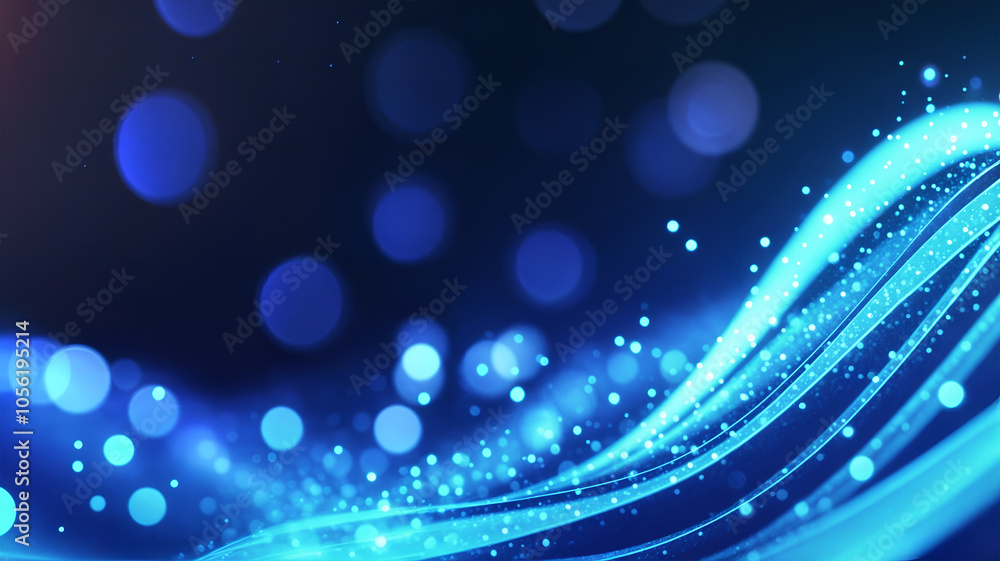 Poster abstract bluefuturistic background with wavy lines.