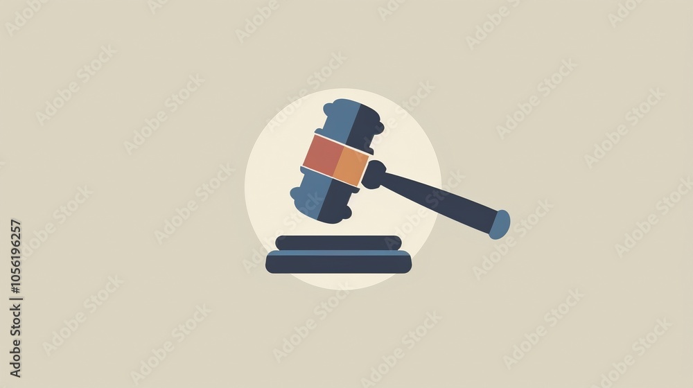 Poster ceremonial mallet with platform background image. judge gavel on sound block 2d illustration wallpap