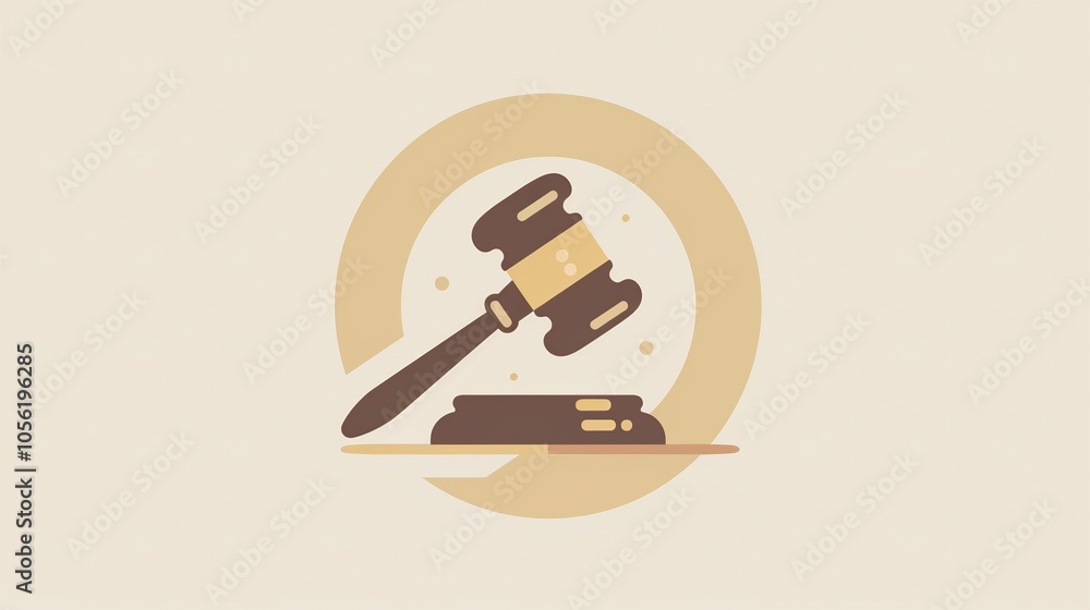 Poster judge power attribute background image. striking gavel on sound block 2d illustration wallpaper pict