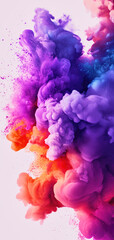 Fototapeta premium Energetic purple and coral splashes blending in an abstract expressionist style for unique wallpaper