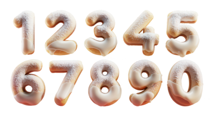 A series of doughnut-shaped numbers, ranging from 0 to 9 on a transparent background