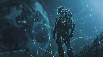 Fototapeta premium A rescue team uses 5Genabled augmented navigation to locate and reach a lost hiker in a remote area with realtime tracking and communication capabilities.