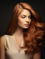 Fototapeta premium Beautiful Girl Portrait with Make Up and Beautiful Hair 