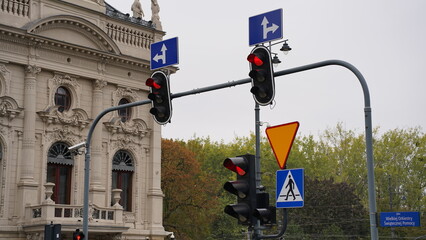 Traffic lights and road signs