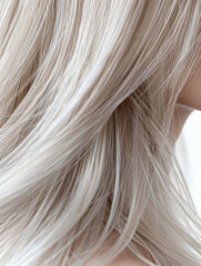 Naklejka premium close up of hair, long straight blonde hair with highlights and silver accents, 