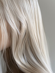 Naklejka premium close up of hair, long straight blonde hair with highlights and silver accents, 